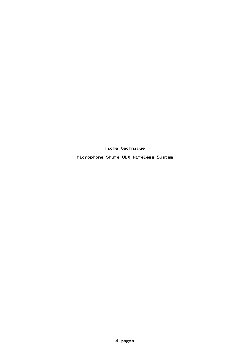 Page 1 de la notice Fiche technique Shure ULX Wireless System