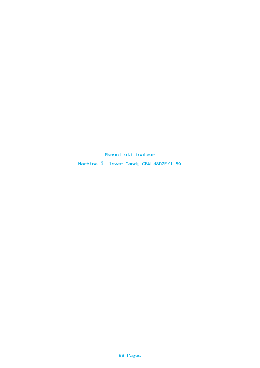 Page 1 de la notice Manuel utilisateur Candy CBW 48D2E/1-80