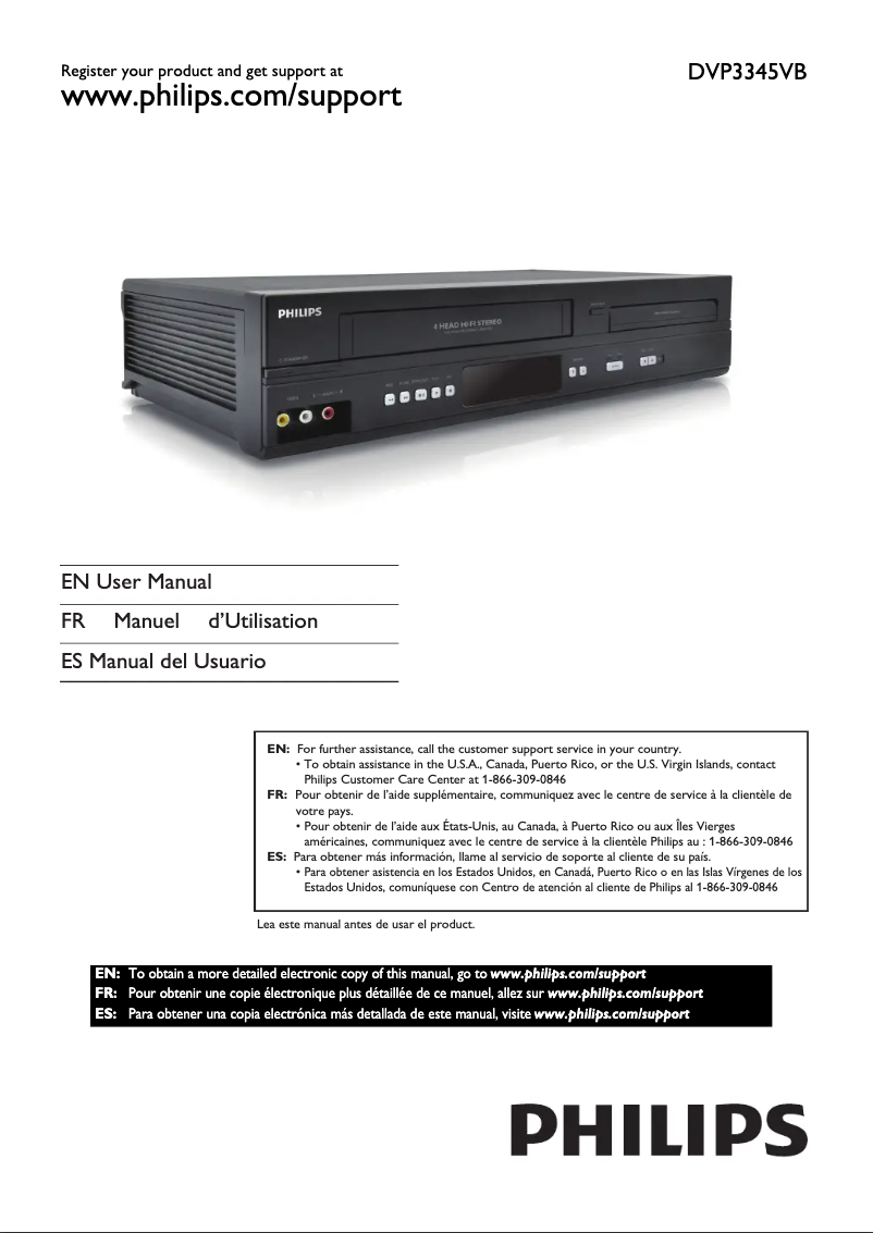 Page 1 of the manual User Manual Philips DVP3345VB