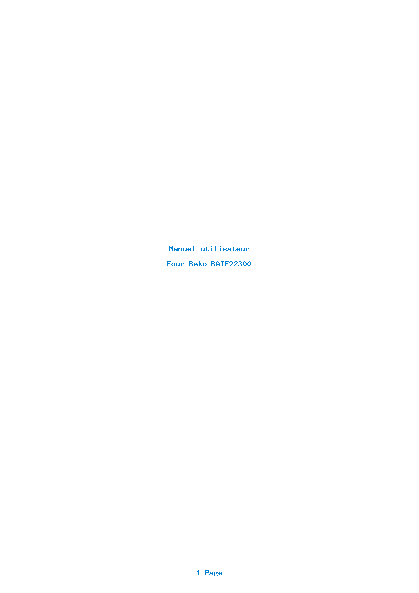Page 1 de la notice Manuel utilisateur Beko BAIF22300