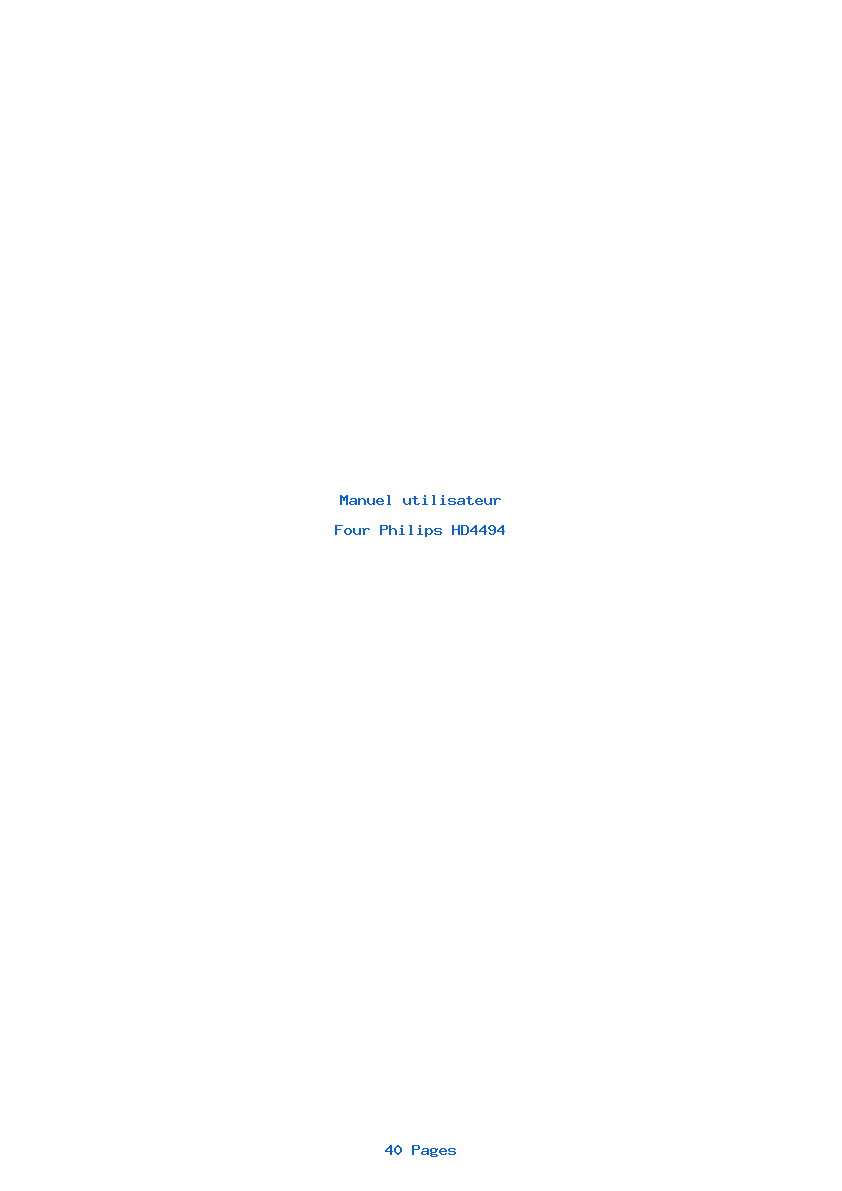 Page 1 de la notice Manuel utilisateur Philips HD4494
