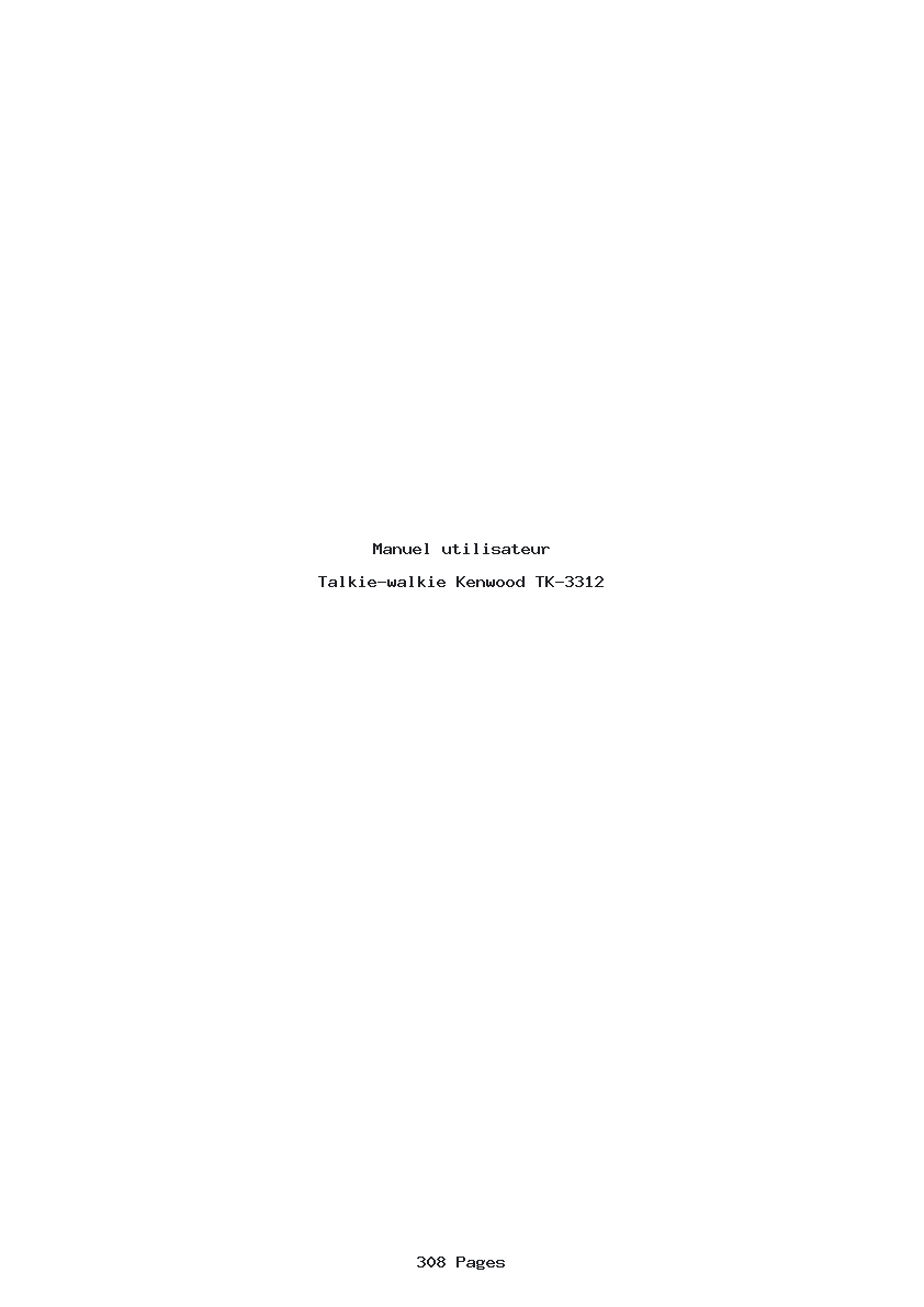 Page 1 de la notice Manuel utilisateur Kenwood TK-3312