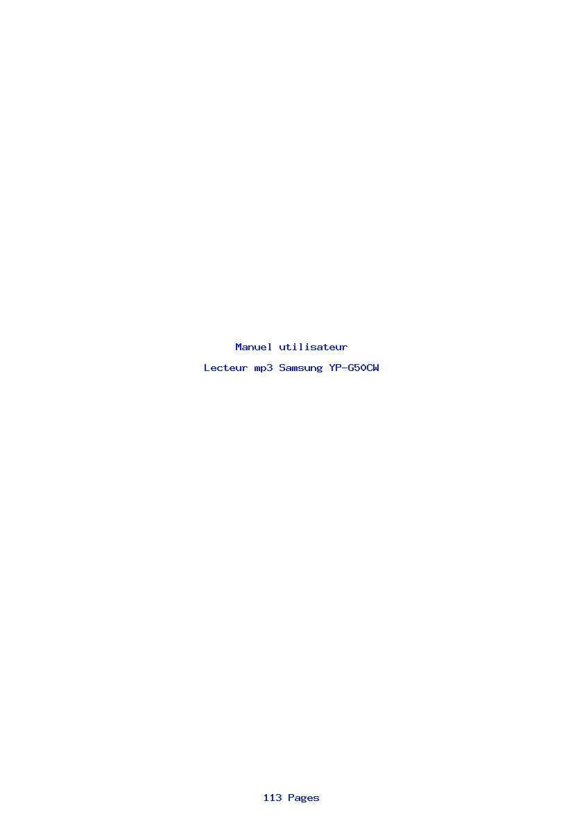 Page 1 de la notice Manuel utilisateur Samsung YP-G50CW