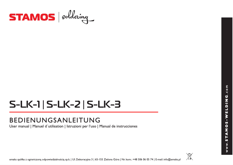 Page 1 de la notice Manuel utilisateur Stamos S-LK-3