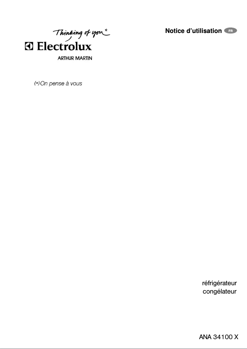 Página 1 del manual Manual de usuario Arthur Martin-Electrolux ANA34100X