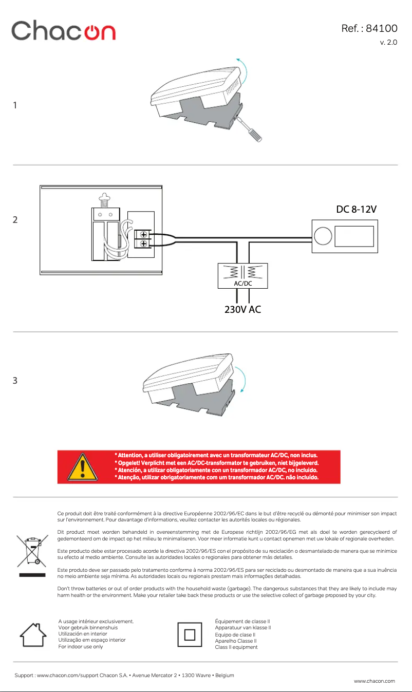 Page 1 de la notice Manuel utilisateur Chacon 84100
