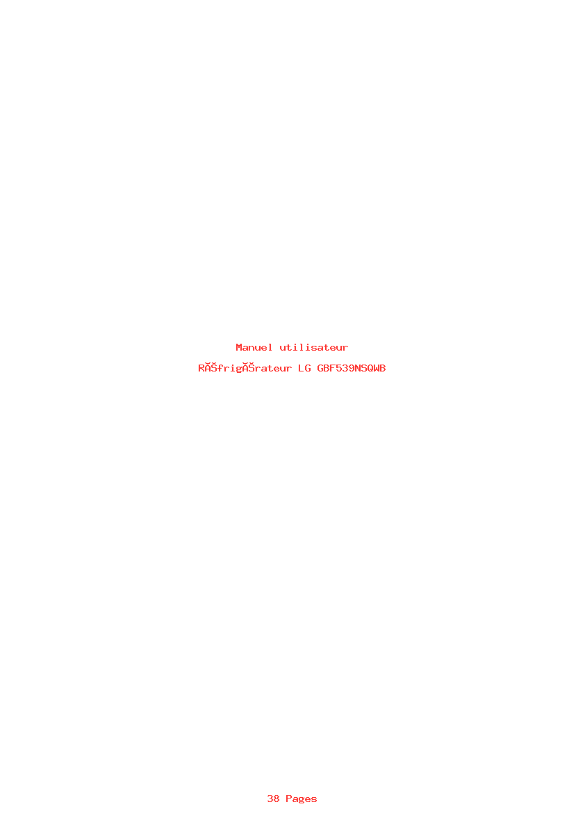 Page 1 de la notice Manuel utilisateur LG GBF539NSQWB