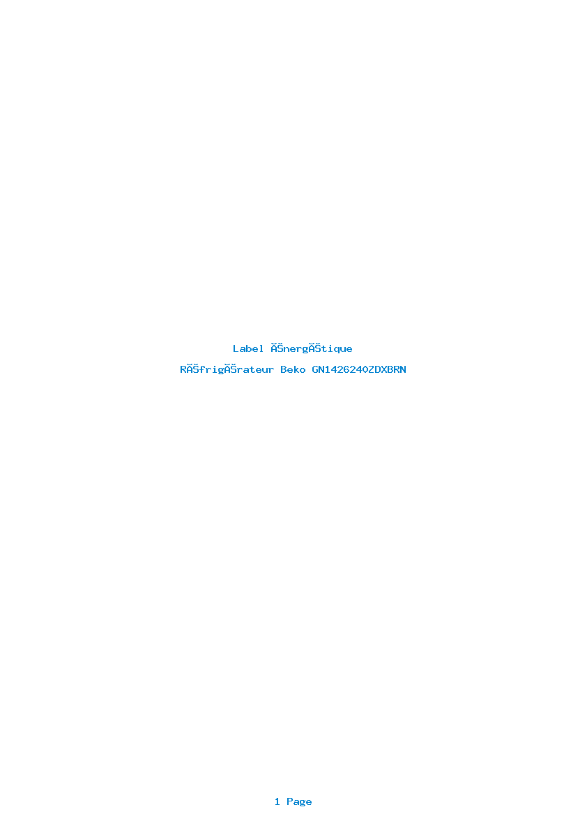 Page 1 de la notice Label énergétique Beko GN1426240ZDXBRN