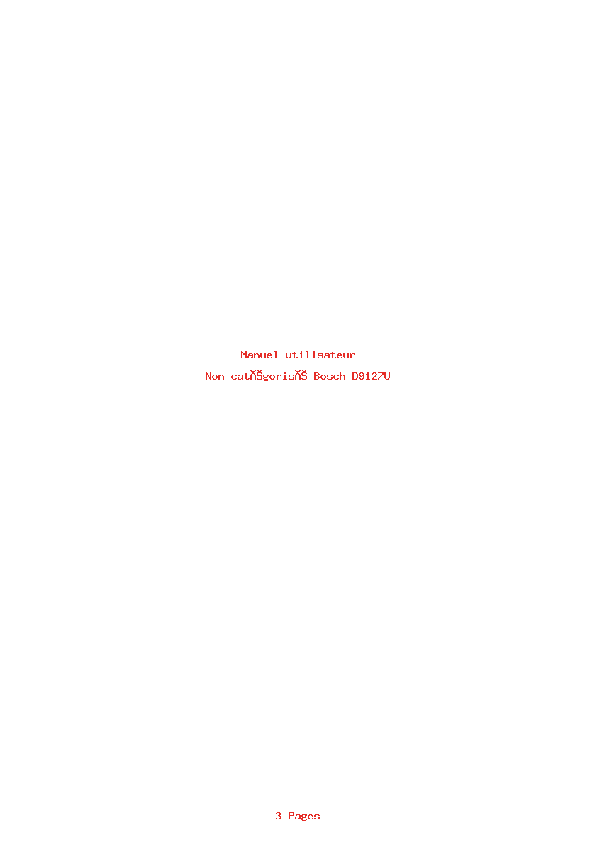 Page 1 de la notice Manuel utilisateur Bosch D9127U