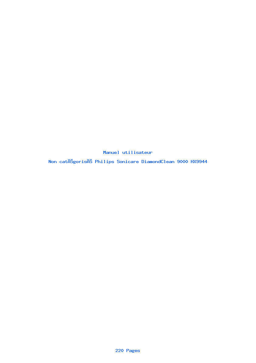 Page 1 de la notice Manuel utilisateur Philips Sonicare DiamondClean 9000 HX9944