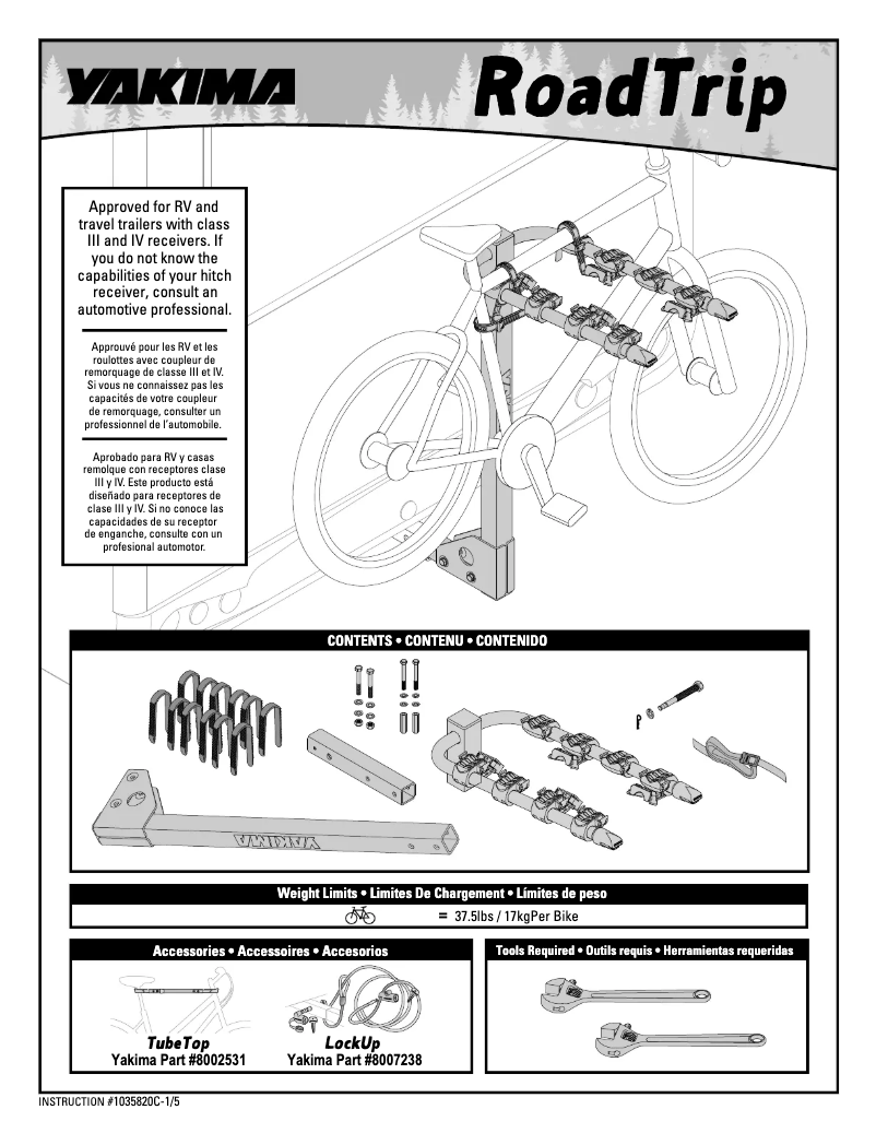 Page 1 of the manual User Manual Yakima RoadTrip