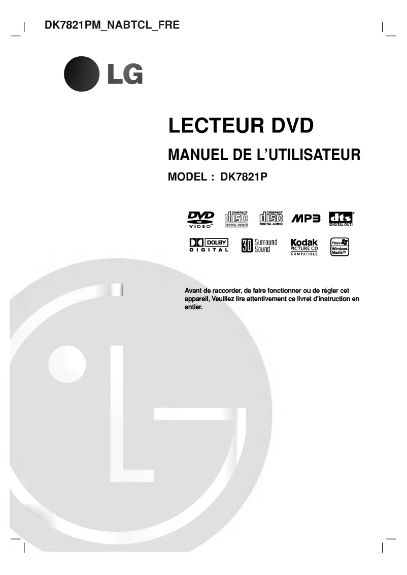 Page 1 de la notice Manuel utilisateur LG DK7821PM