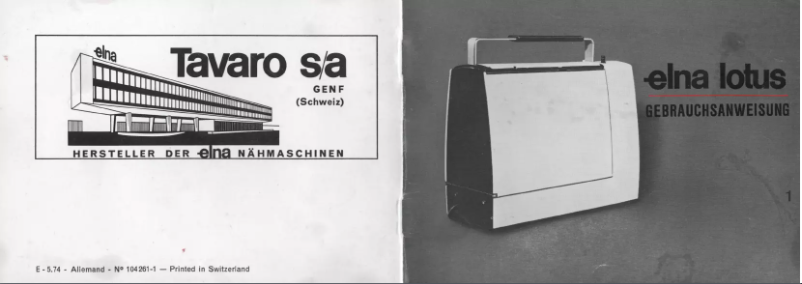 Page 1 de la notice Manuel utilisateur Elna Lotus ZZ
