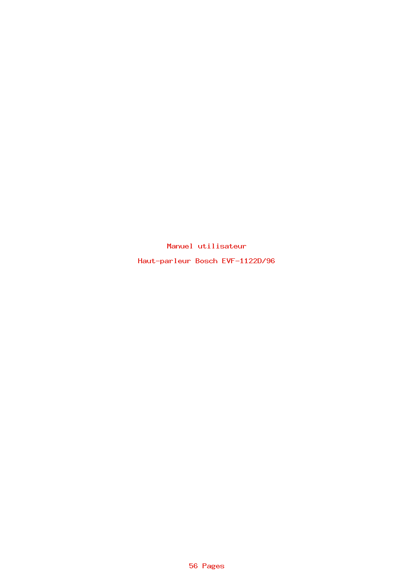 Page 1 de la notice Manuel utilisateur Bosch EVF-1122D/96