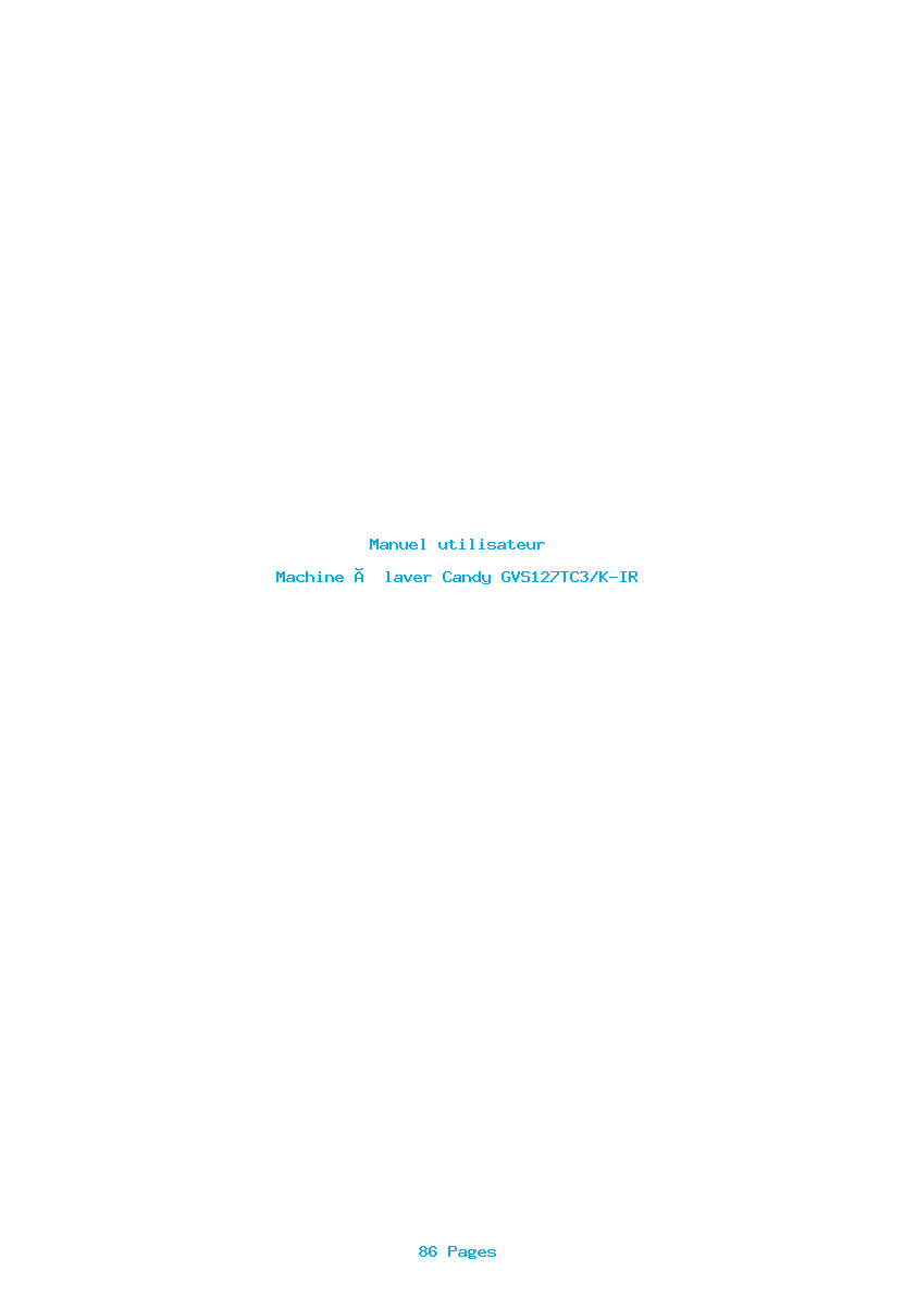 Page 1 de la notice Manuel utilisateur Candy GVS127TC3/K-IR