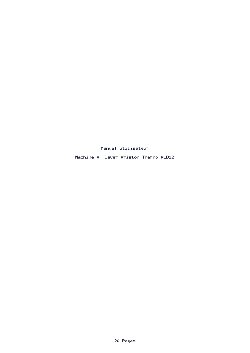 Page 1 de la notice Manuel utilisateur Ariston Thermo ALD12