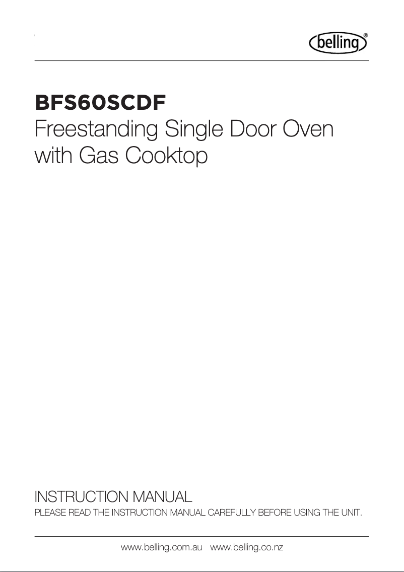 Page 1 de la notice Manuel utilisateur Belling BFS60SCDF