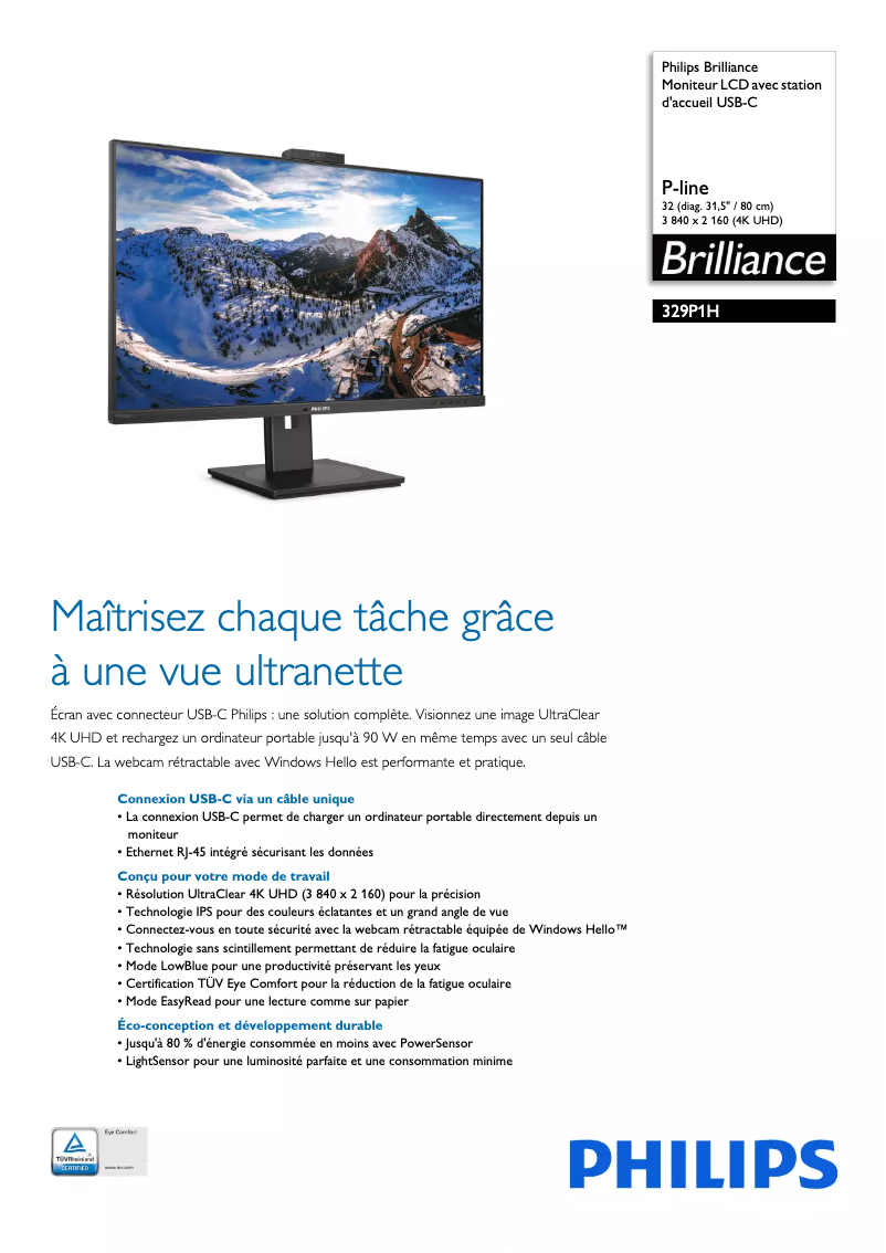 Page 1 of the manual Technical Sheet Philips Brilliance 329P1H