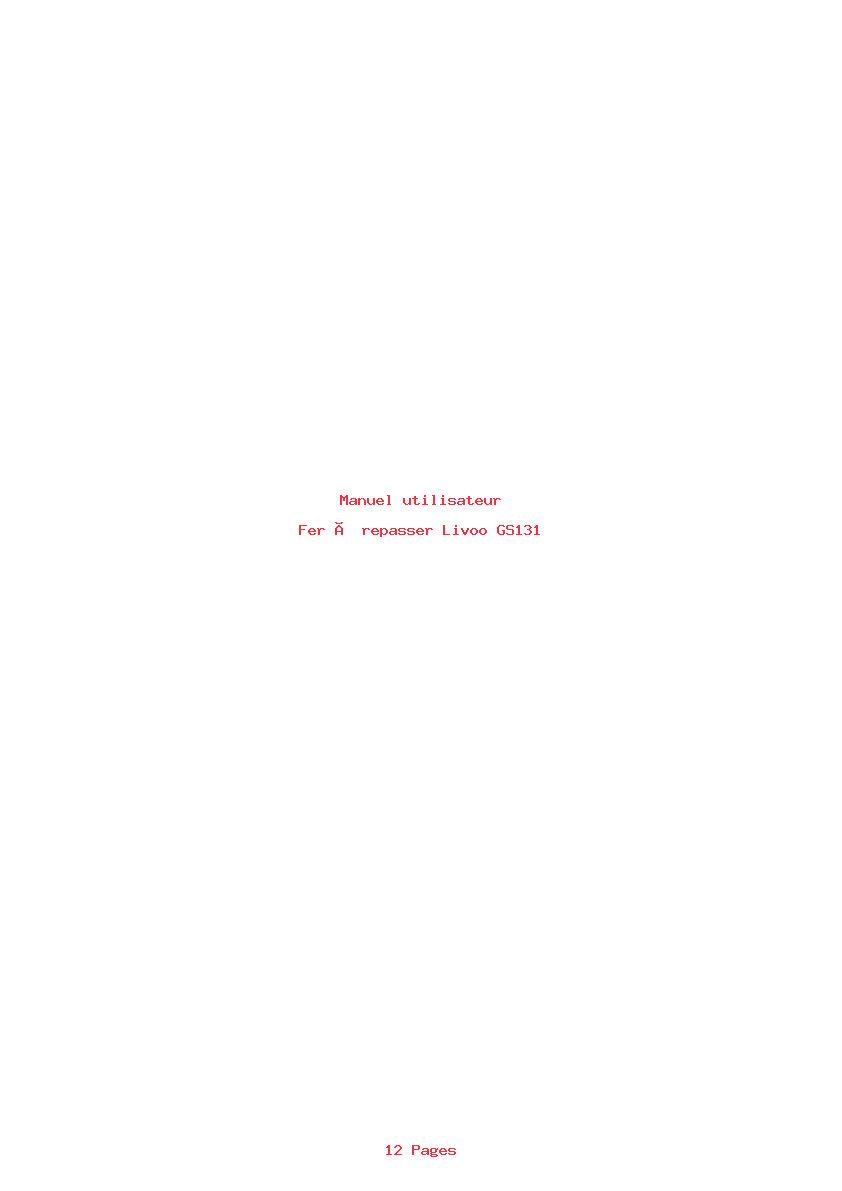 Page 1 de la notice Manuel utilisateur Livoo GS131