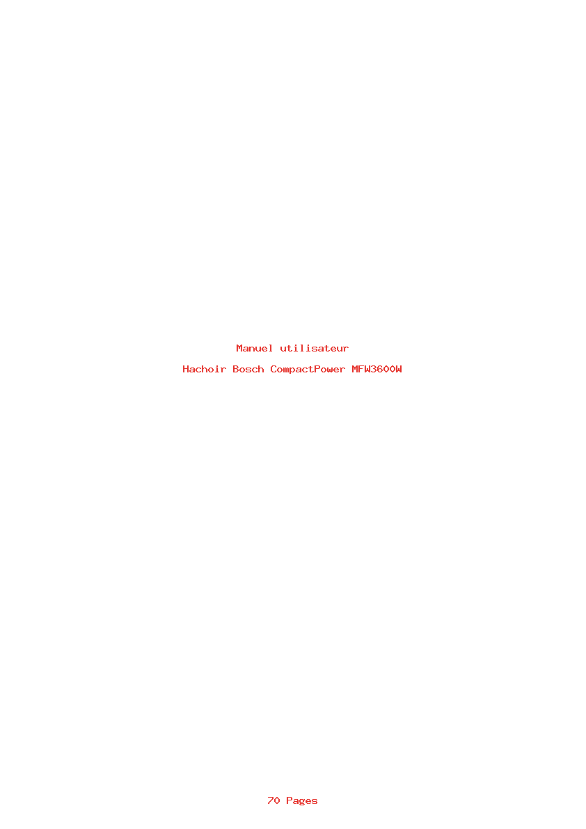 Page 1 de la notice Manuel utilisateur Bosch CompactPower MFW3600W