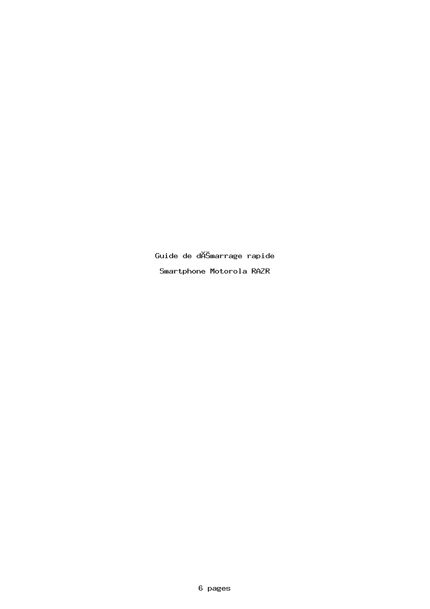 Page 1 de la notice Guide de démarrage rapide Motorola RAZR