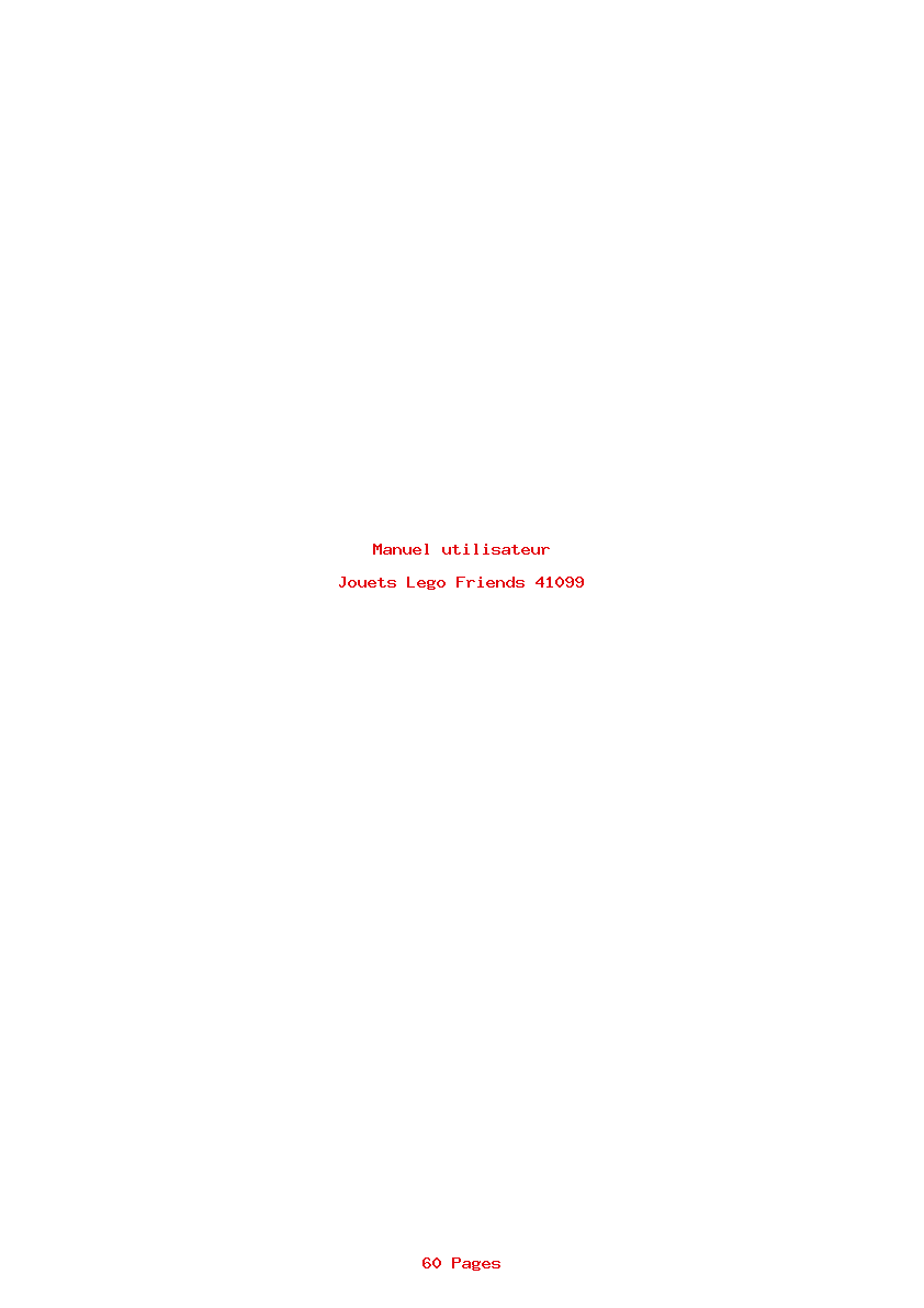 Page 1 de la notice Manuel utilisateur Lego Friends 41099