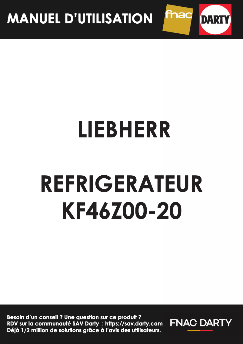 Page 1 de la notice Manuel utilisateur Liebherr KF46Z00-20