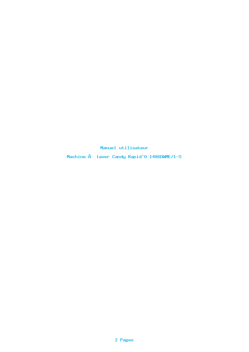 Page 1 de la notice Manuel utilisateur Candy Rapid'O 1486DWME/1-S