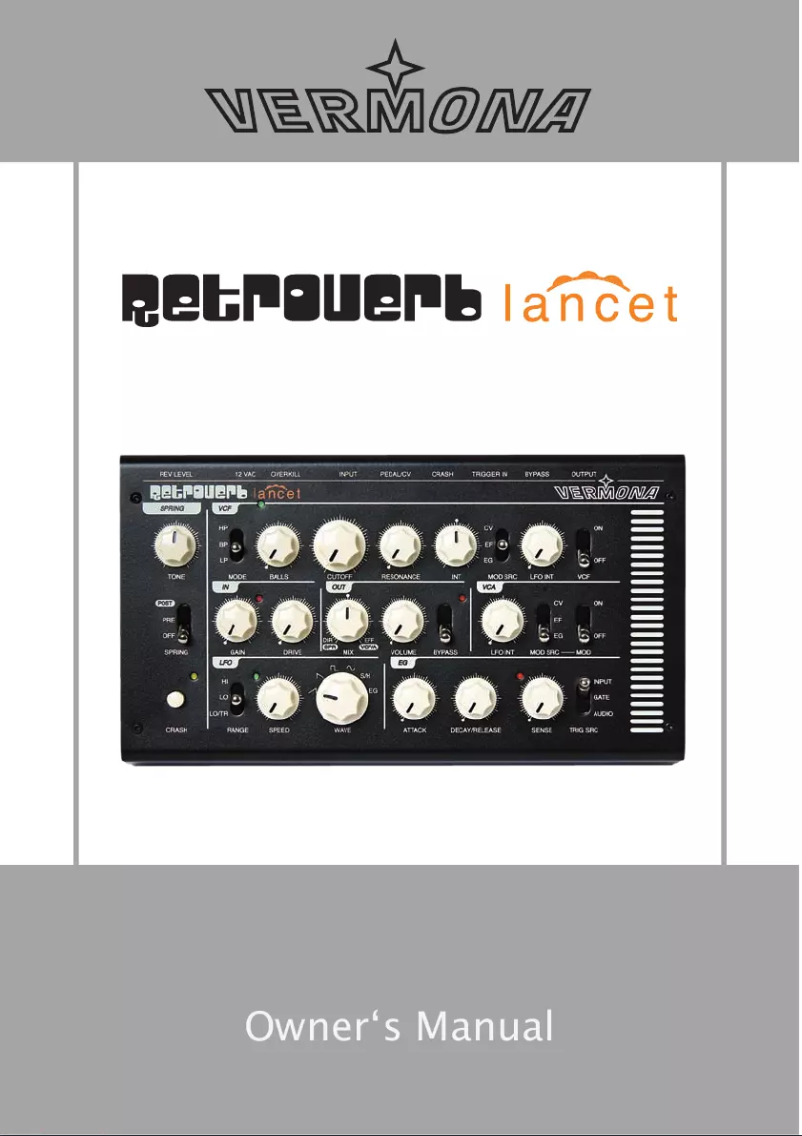 Page 1 de la notice Manuel utilisateur Vermona Retroverb Lancet