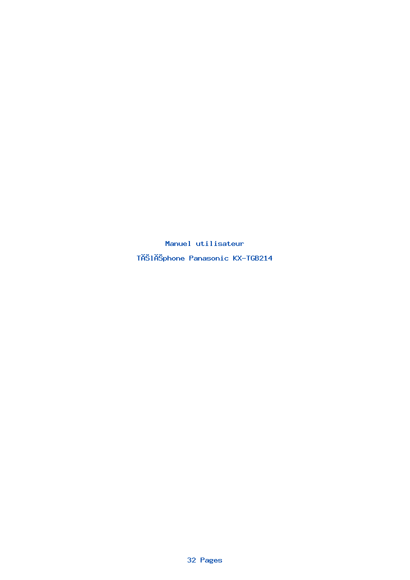 Page 1 de la notice Manuel utilisateur Panasonic KX-TGB214