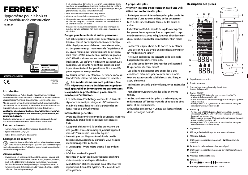 Page 1 de la notice Manuel utilisateur Ferrex GT-FM-06