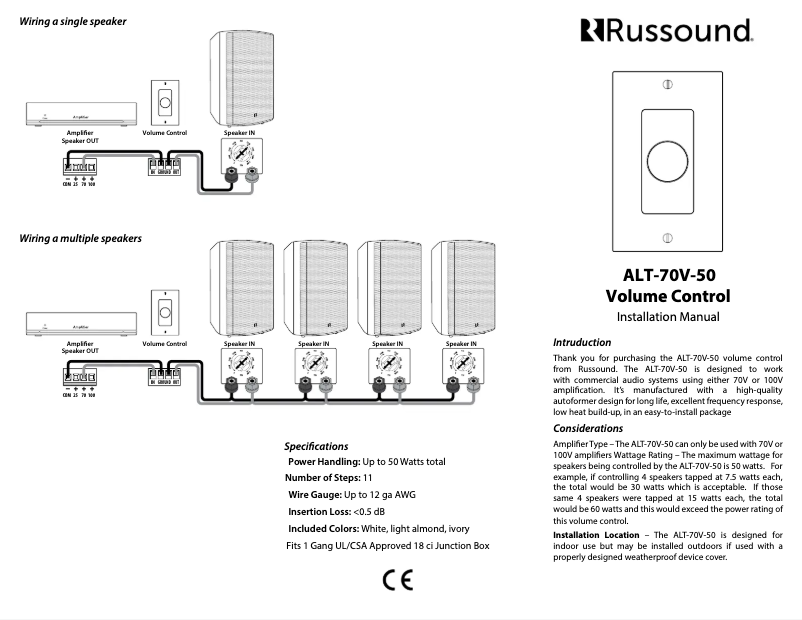 Page 1 of the manual User Manual Russound ALT-70V-50