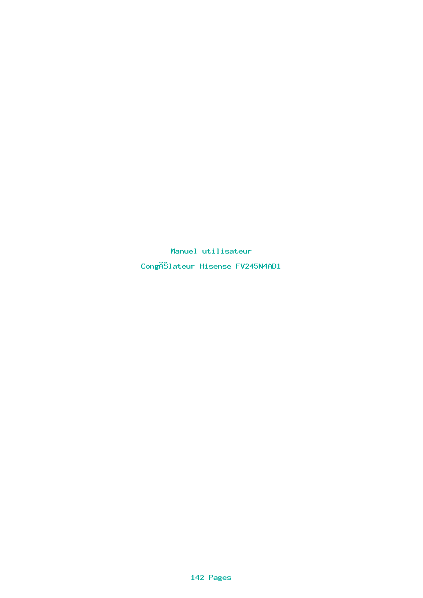 Page 1 de la notice Manuel utilisateur Hisense FV245N4AD1