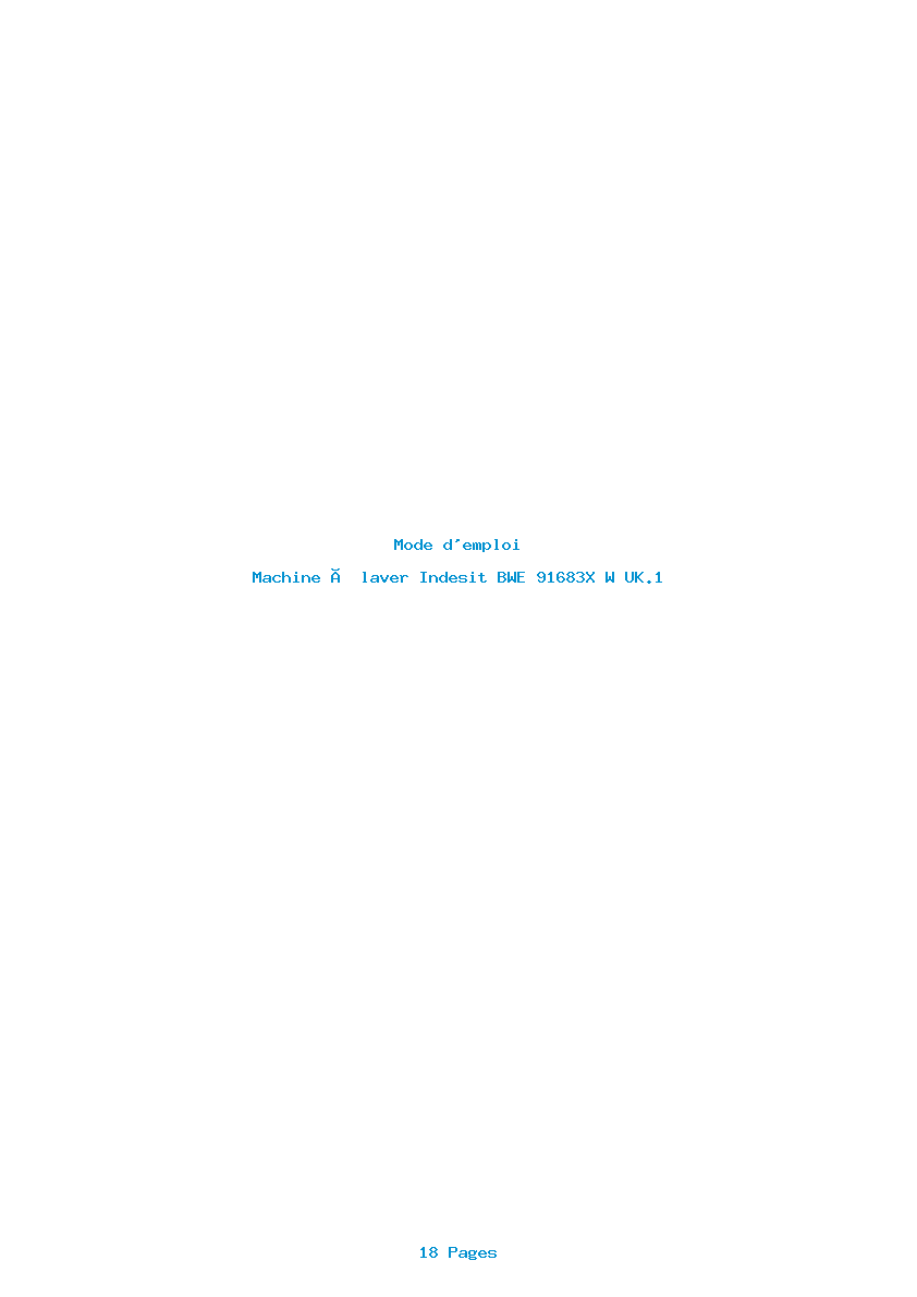 Page 1 de la notice Mode d'emploi Indesit BWE 91683X W UK.1