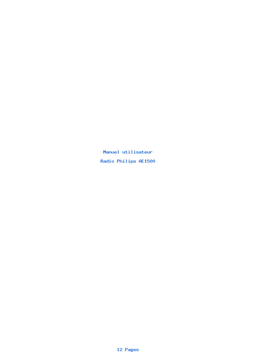 Page 1 de la notice Manuel utilisateur Philips AE1500