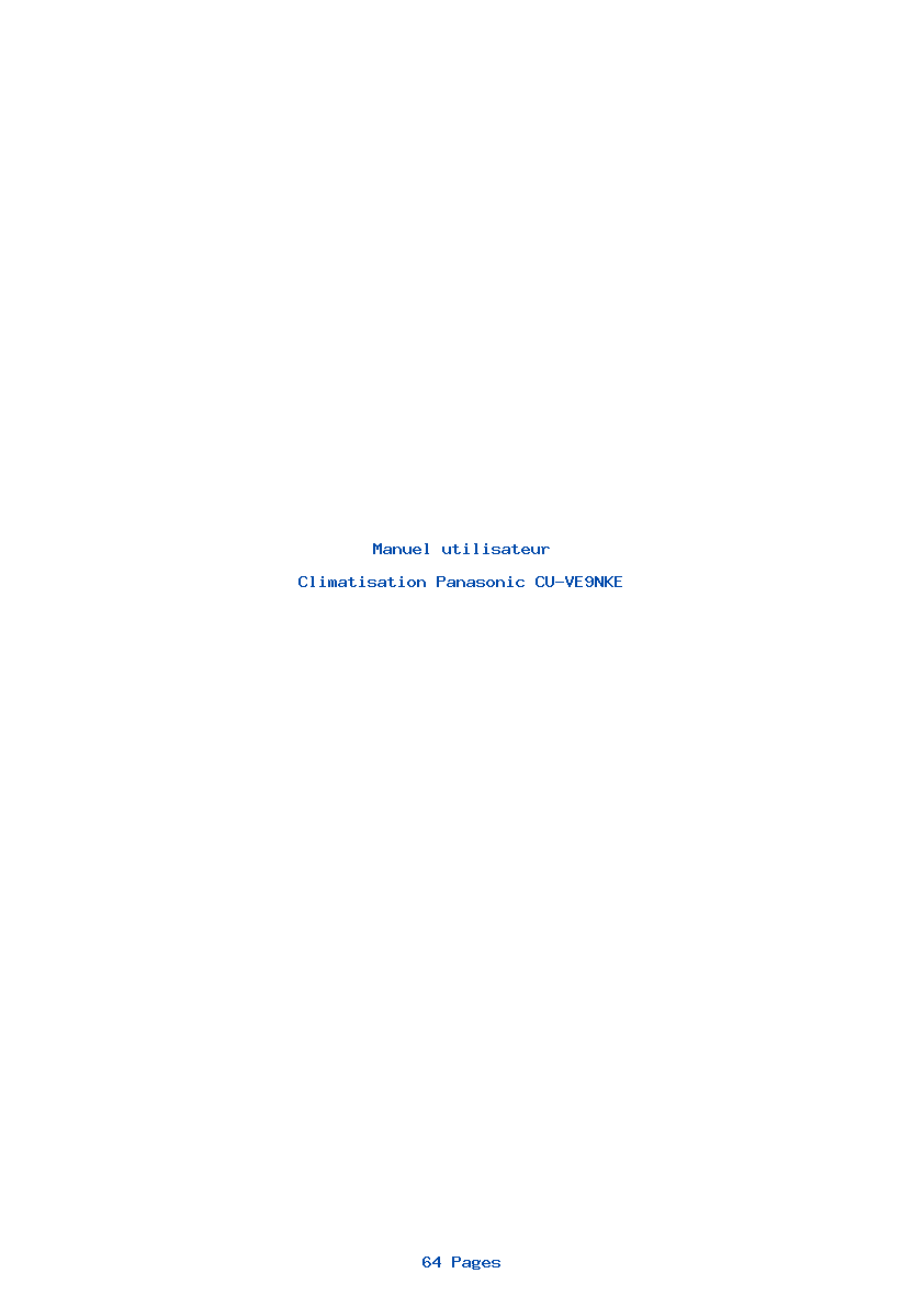 Page 1 de la notice Manuel utilisateur Panasonic CU-VE9NKE