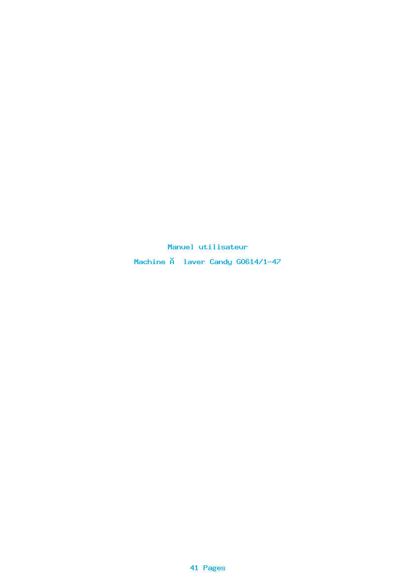Page 1 de la notice Manuel utilisateur Candy GO614/1-47