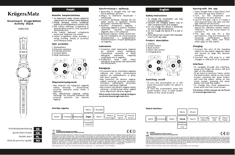 Page 1 de la notice Manuel utilisateur Krüger&Matz KM0720