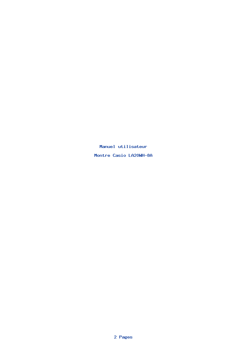 Page 1 de la notice Manuel utilisateur Casio LA20WH-8A