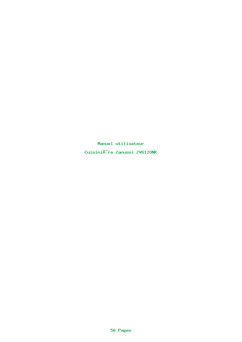 Page 1 de la notice Manuel utilisateur Zanussi ZV6120NK