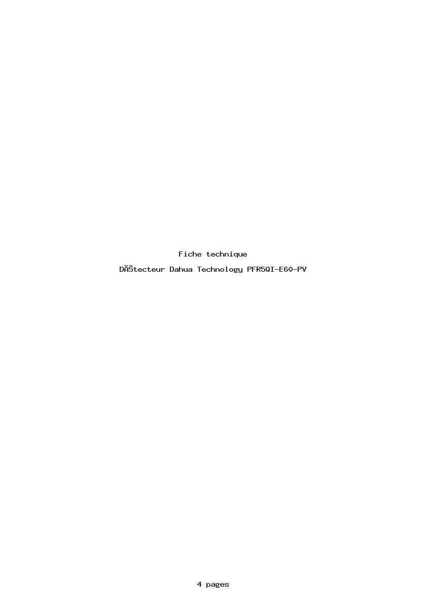 Page 1 de la notice Fiche technique Dahua Technology PFR5QI-E60-PV
