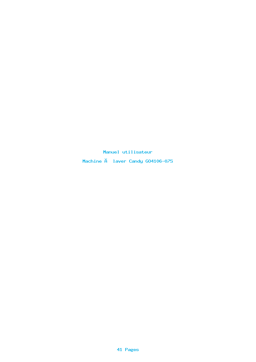 Page 1 de la notice Manuel utilisateur Candy GO4106-07S