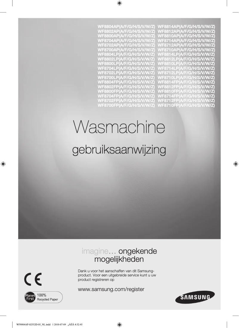 Page 1 de la notice Manuel utilisateur Samsung WF8800FP