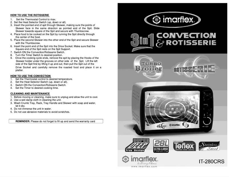 Page 1 de la notice Manuel utilisateur Imarflex IT-280CRS