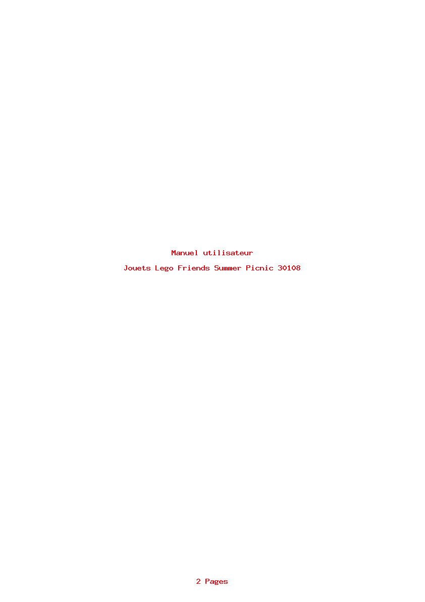 Page 1 de la notice Manuel utilisateur Lego Friends Summer Picnic 30108