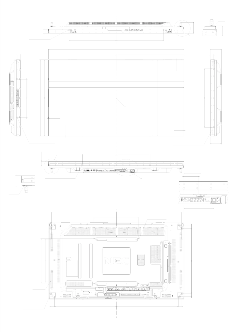 Page 1 de la notice Dessin technique NEC MultiSync X554UNS-2