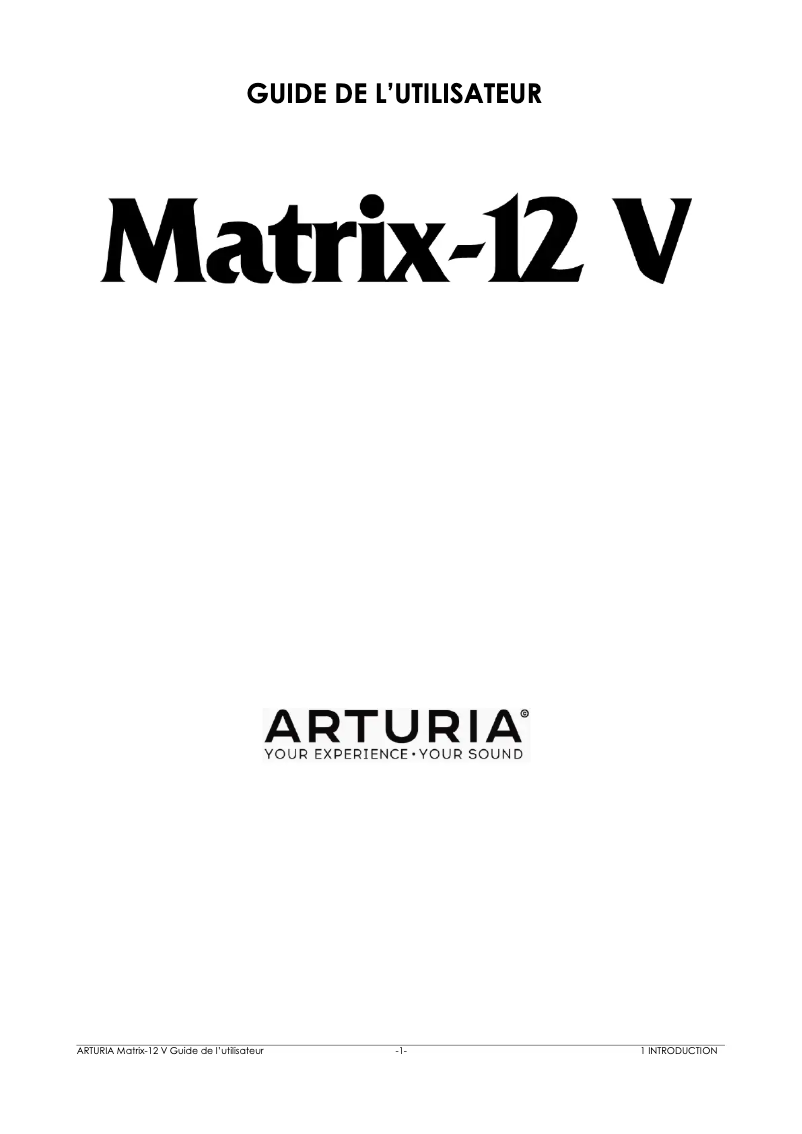 Page 1 de la notice Manuel utilisateur Arturia Matrix-12 V