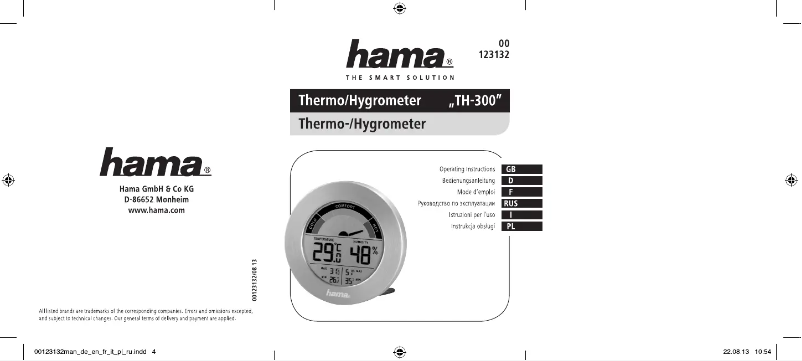 Page 1 de la notice Manuel utilisateur Hama TH-300