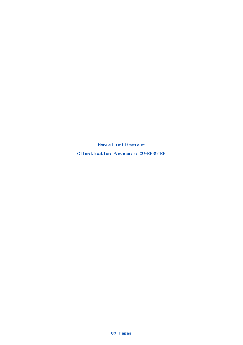 Page 1 de la notice Manuel utilisateur Panasonic CU-KE35TKE