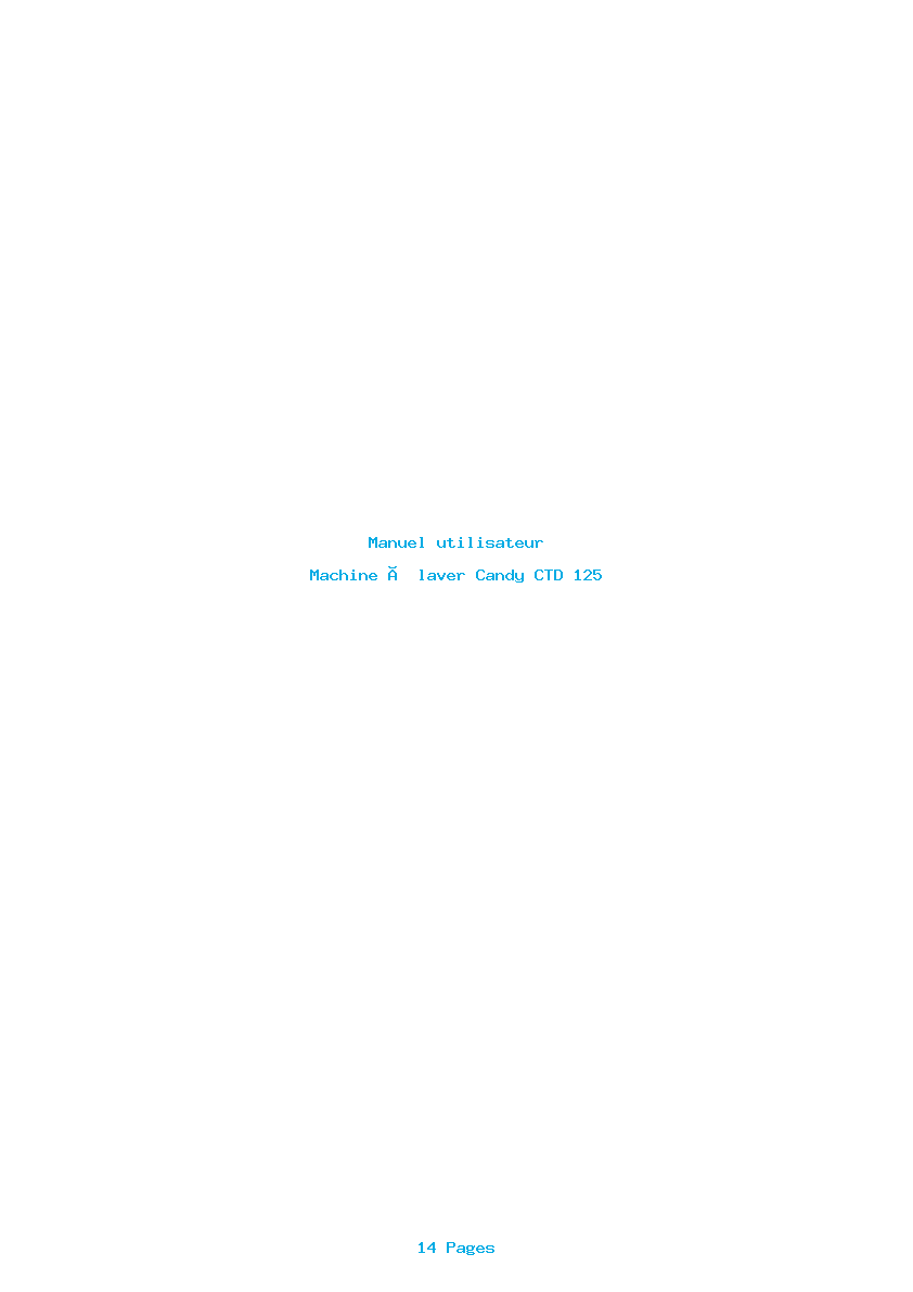 Page 1 de la notice Manuel utilisateur Candy CTD 125